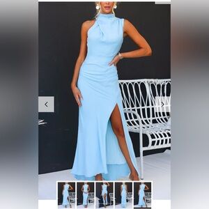 Elegant Blue Sleeveless Dress